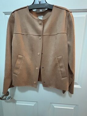 Chico's soft peach Collarless Snap-Front Jacket size 1 ( 8-10) EUC